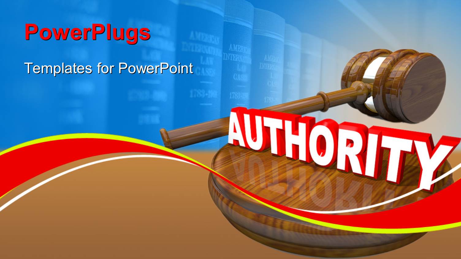 Authority Depiction with Hammer, Gavel and Law Books in Background