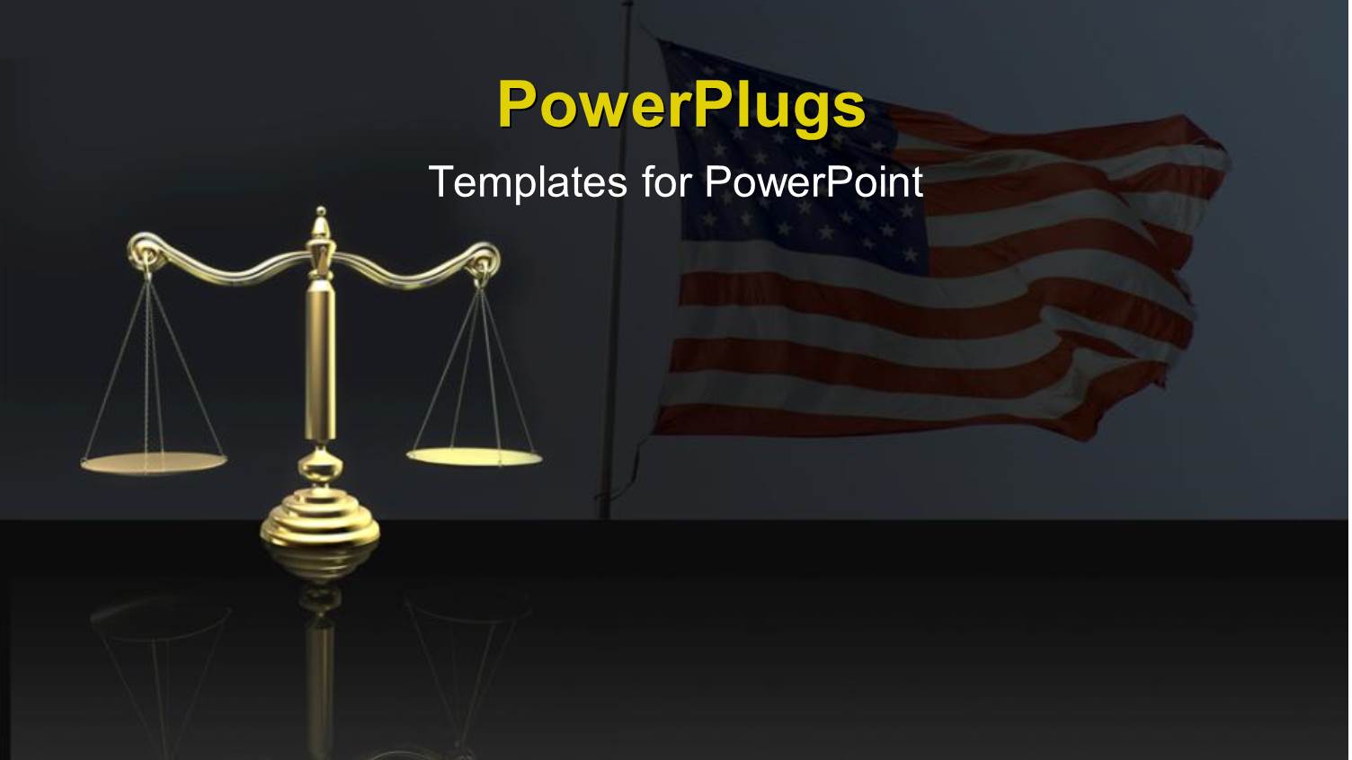 Justice Democracy Liberty Metaphor with Gold Scale and American Flag Background