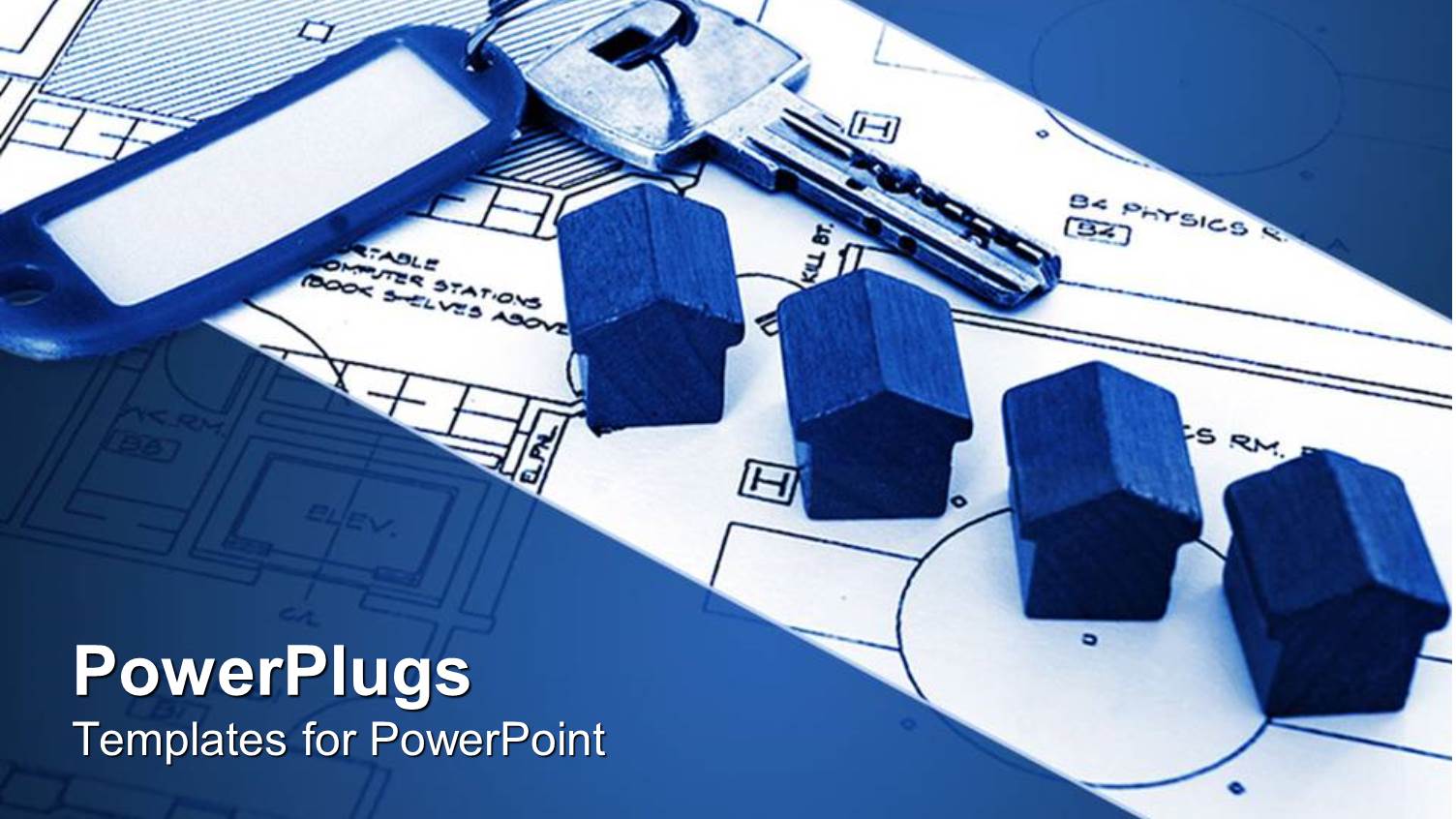 a Key with a Keychain and Houses