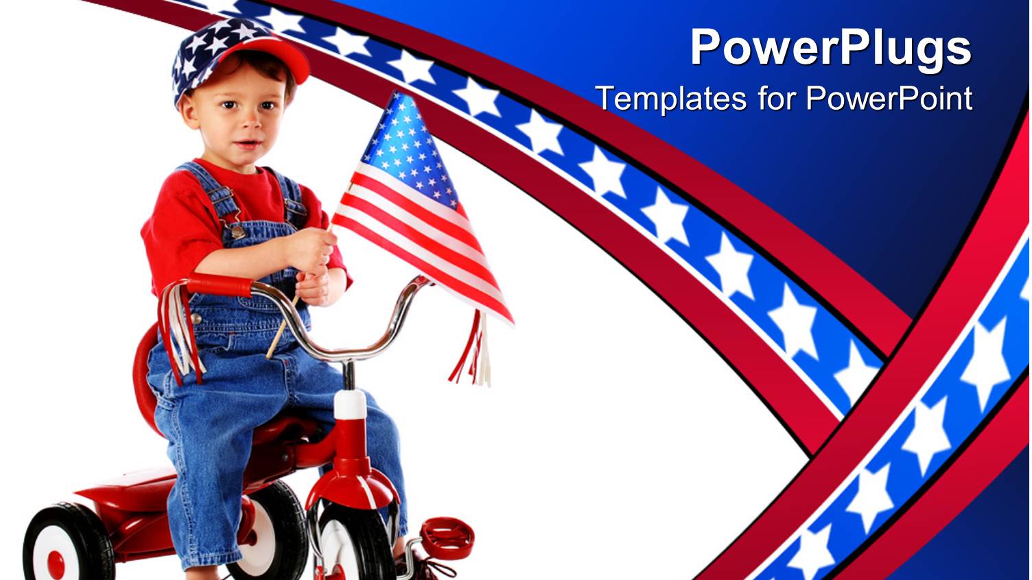 a Kid with an American Flag on his Bicycle