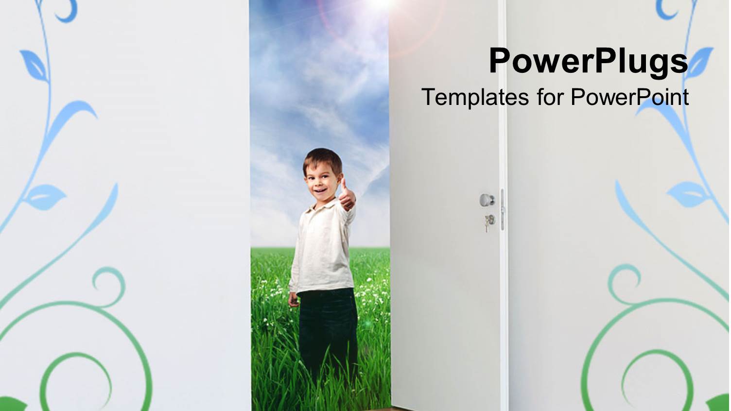 a Kid on a Grass Field Through a Grey Colored Floral Design