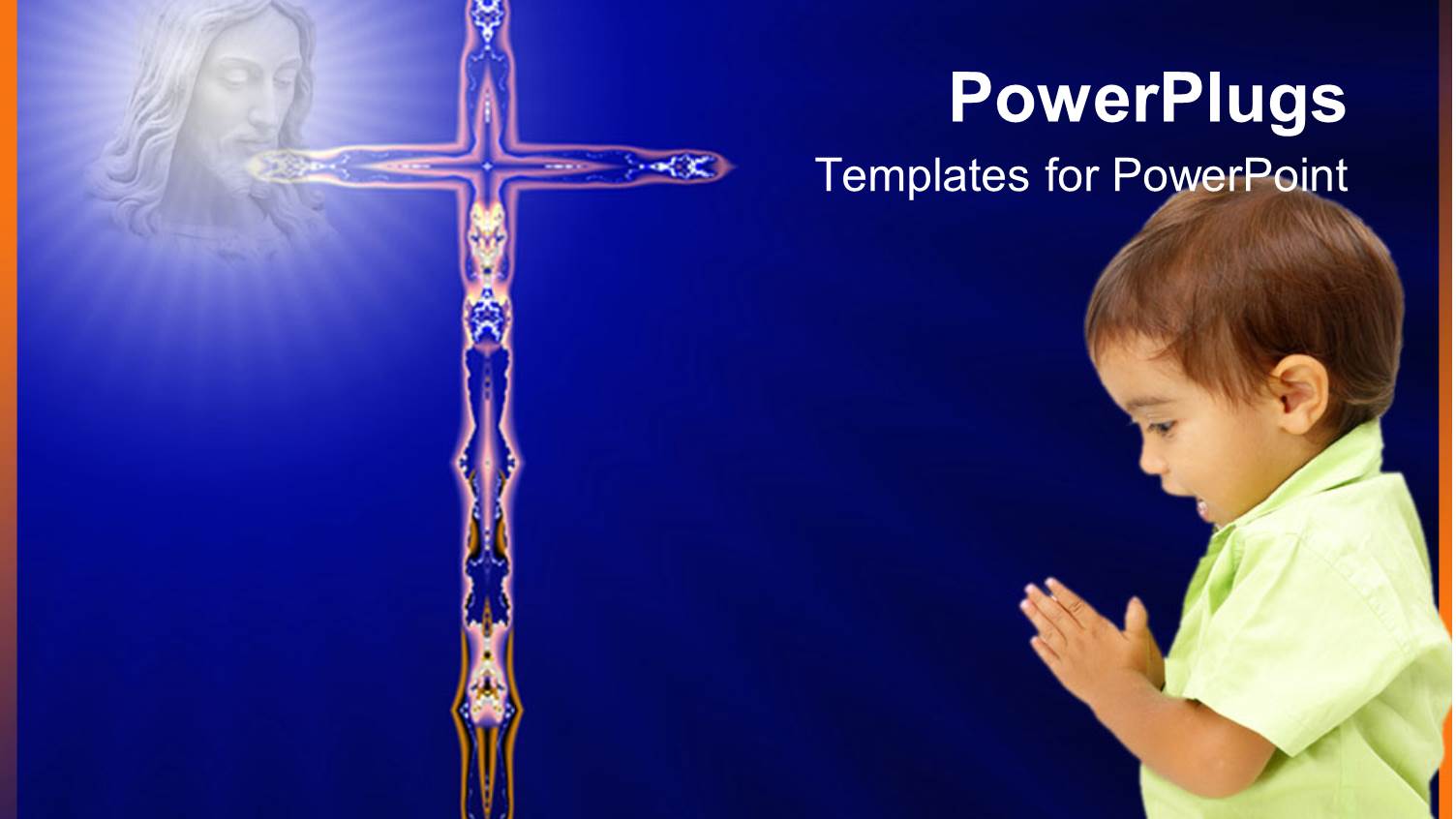 a Kid with a Holy Cross and Bluish Background