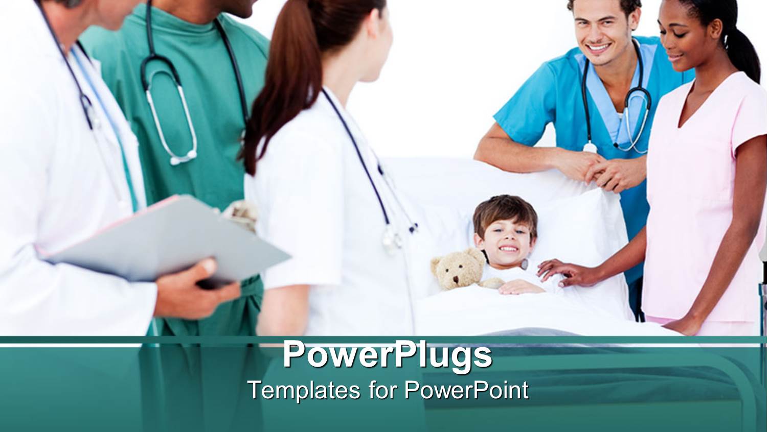 Kid Lying Down on a Hospital Bed with Nurses Surrounding him