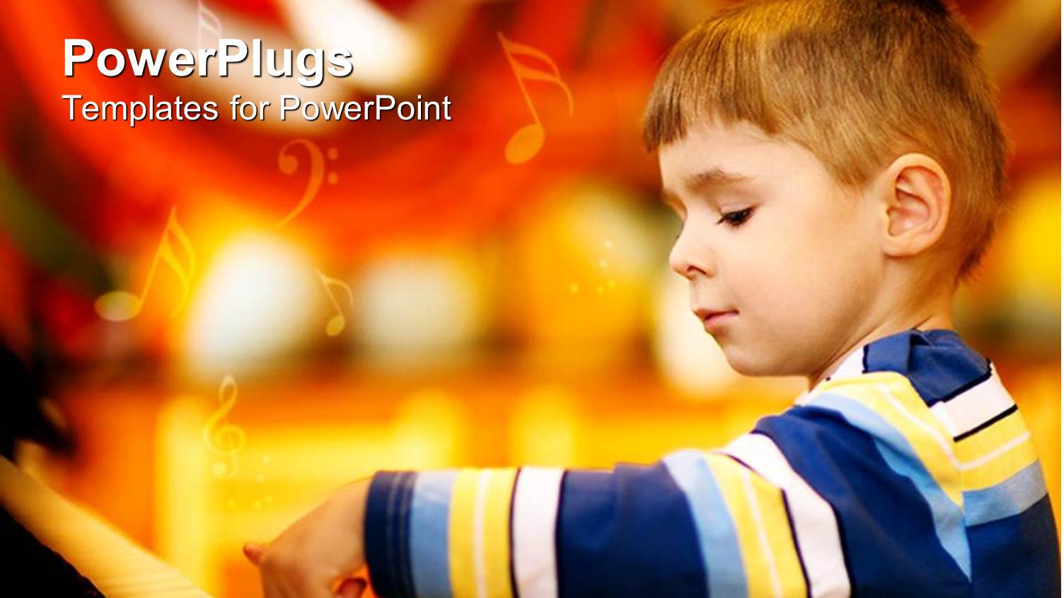 a Kid with Music Signs in the Background