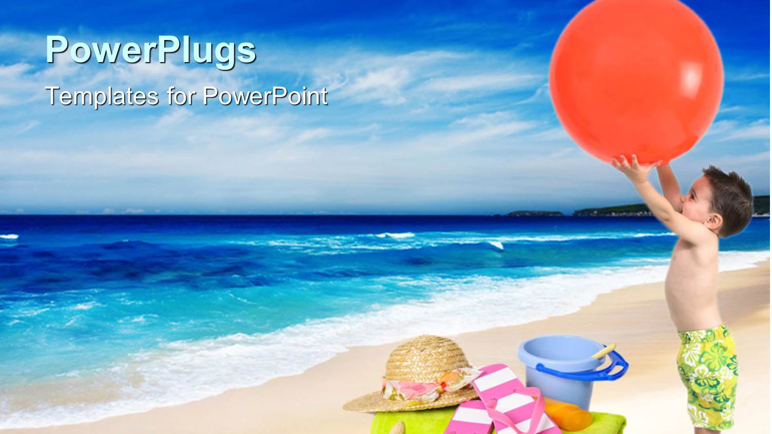 a Kid Playing with a Balloon on a Beach