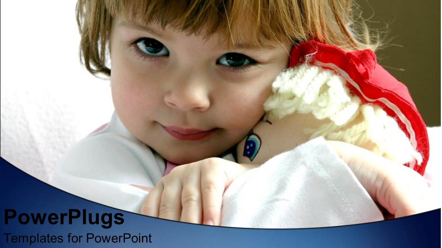 a Kid Playing with her Doll with Brown Background