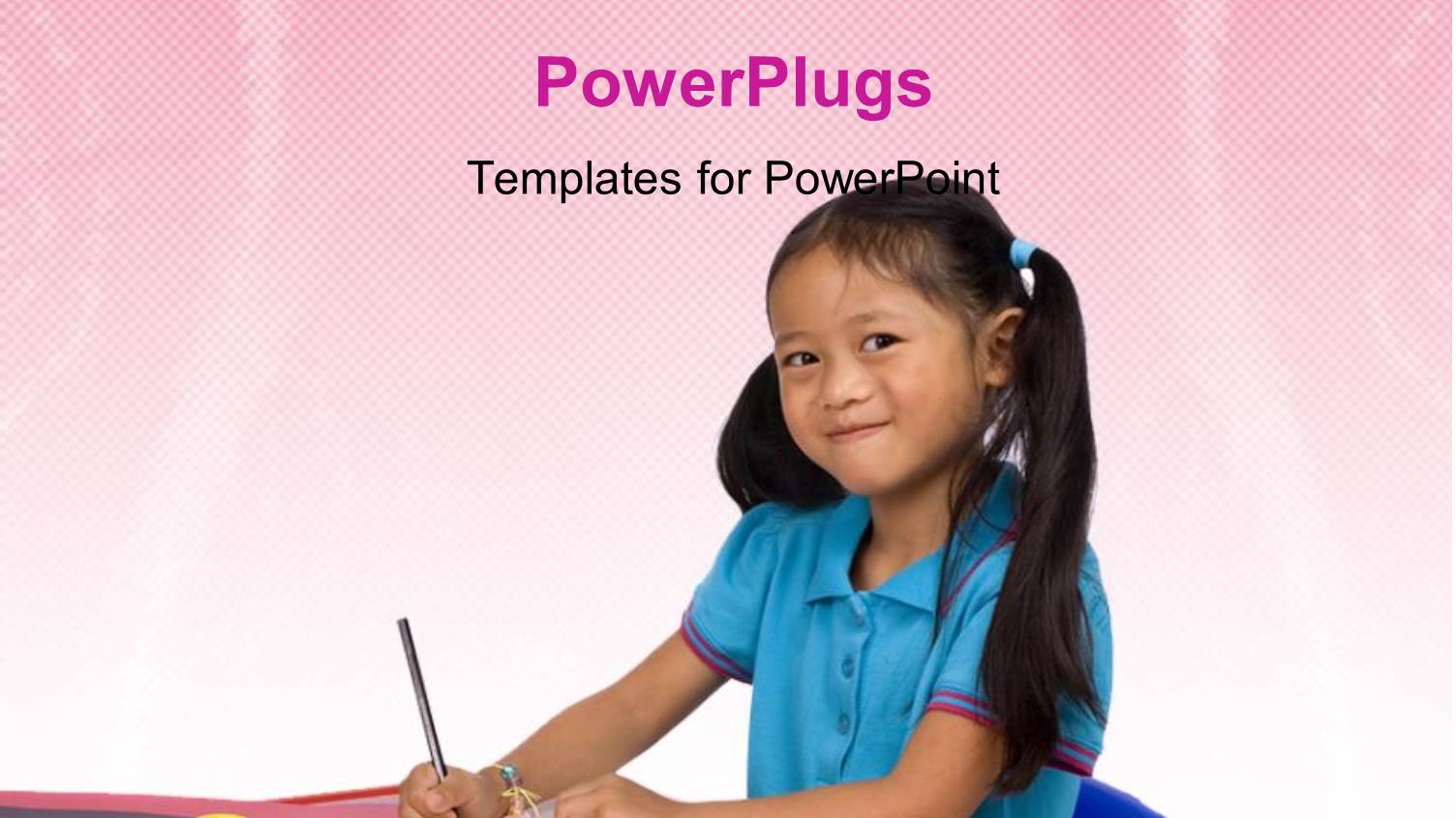 a Kid Studying and Smiling with Pinkish Background