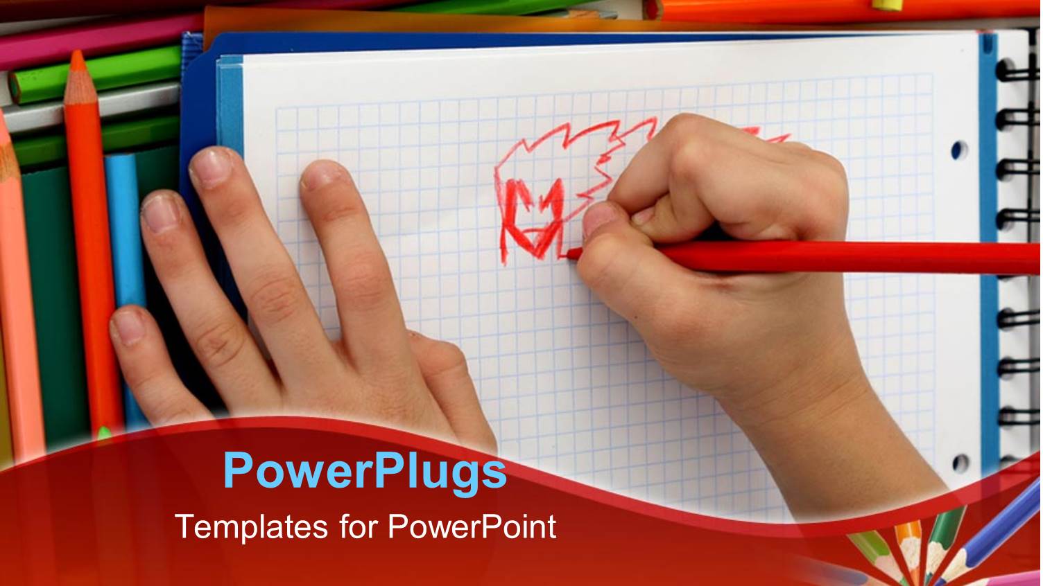 a Kids Hand Holding a Red Color Pencil and Drawing