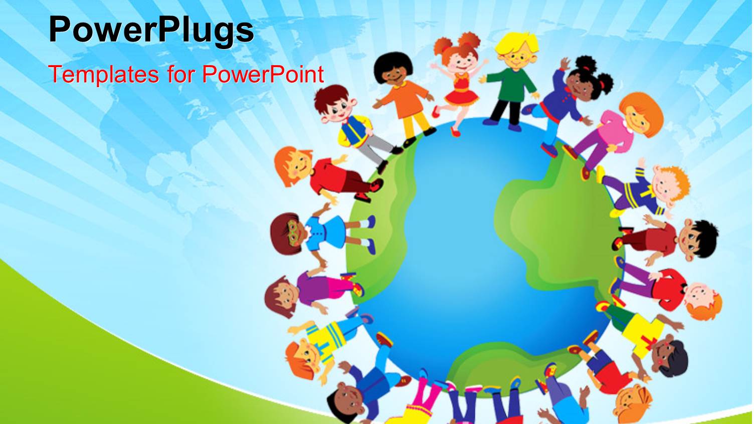 Kids Playing Around the Globe with World Map in the Background