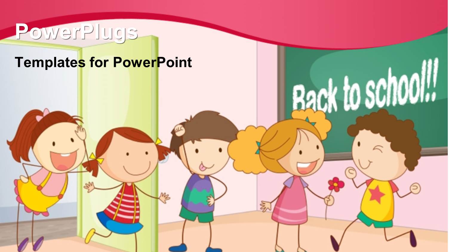 Kids Playing and Having Fun Together in Classroom with Back to School Keywords in the Background