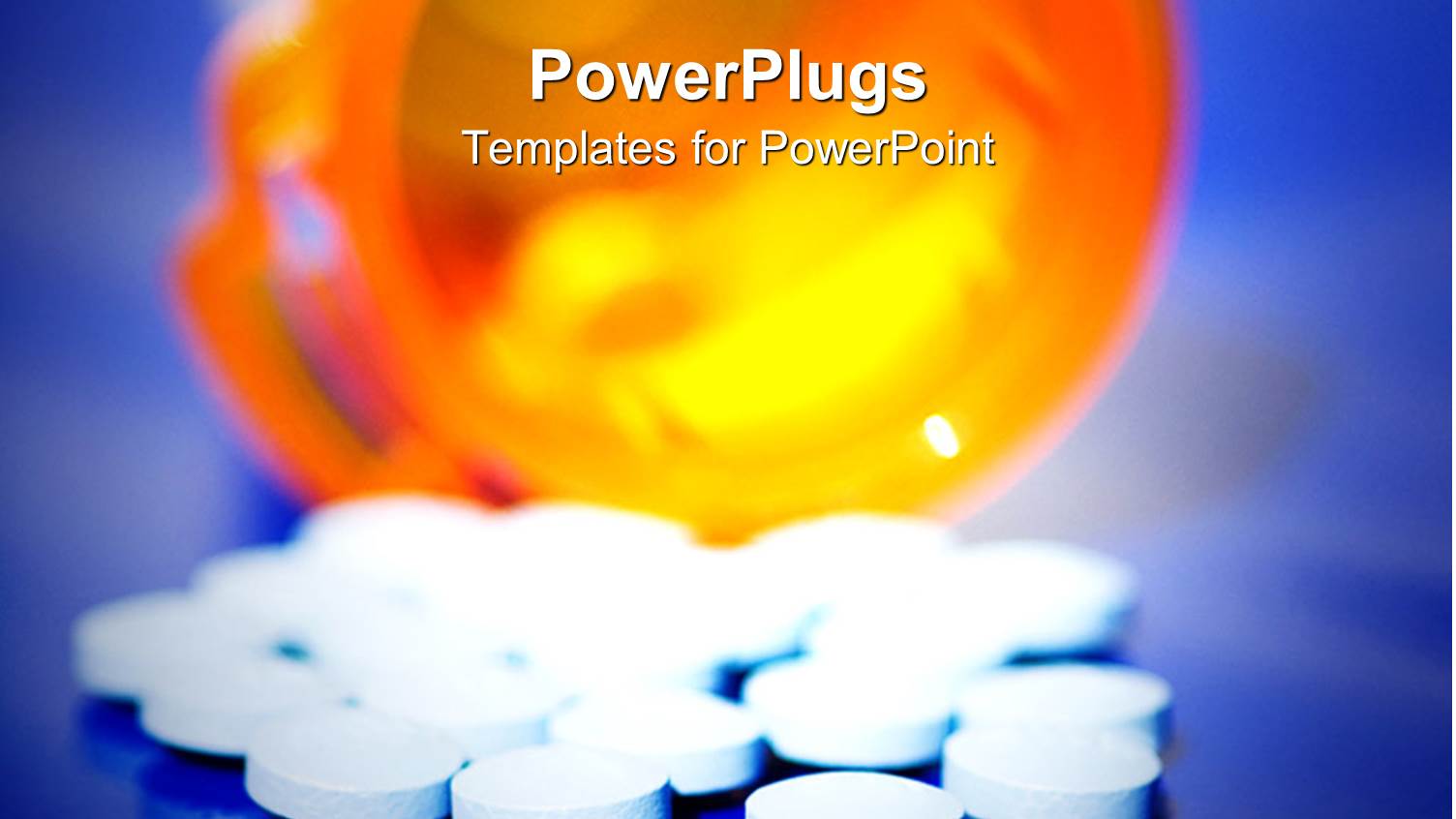 Knocked Over Prescription Pill Drugs Spilled Over Blue Background