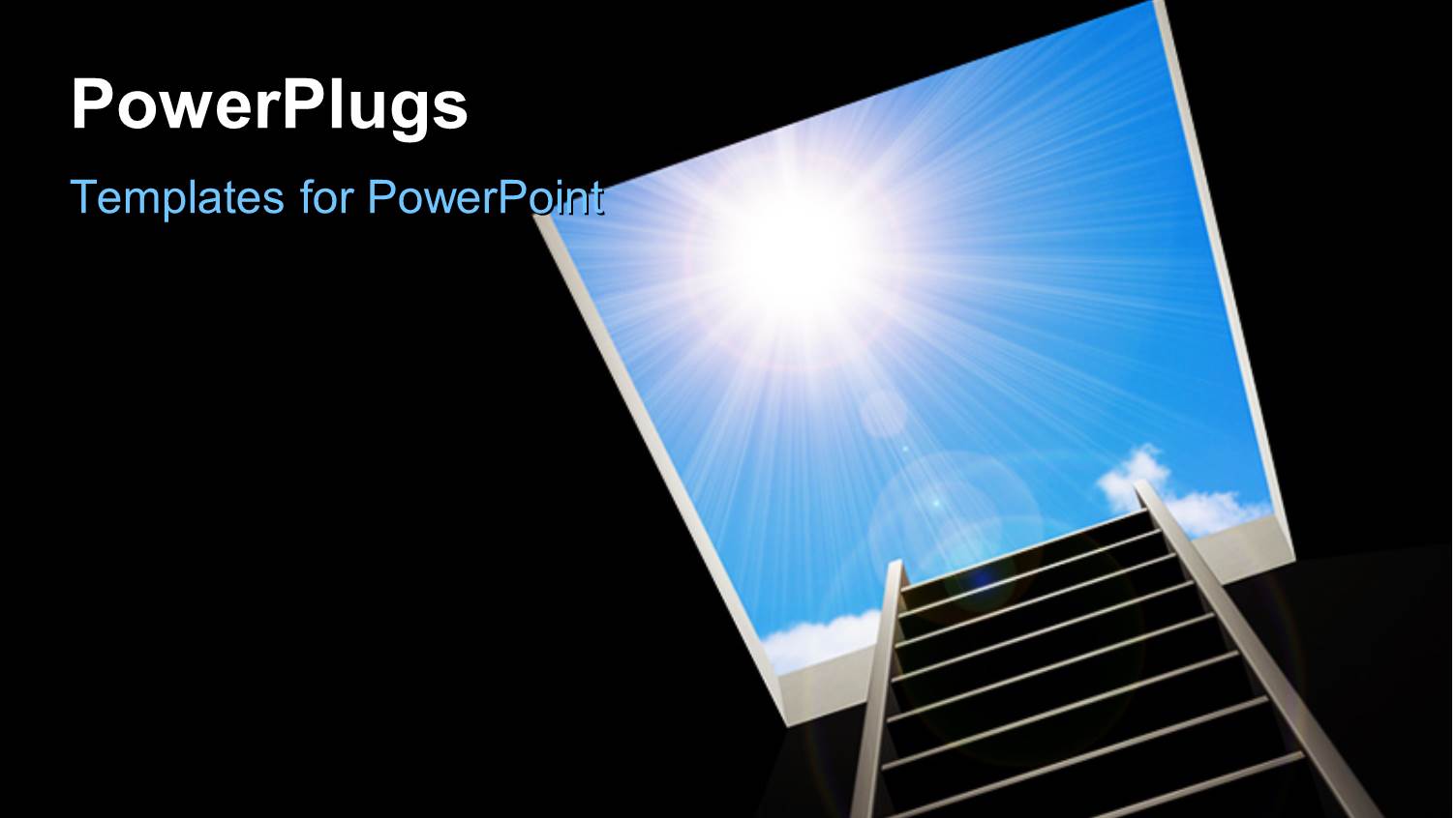 Ladder Inside Pit Leading to Bright Light in Blue Sky Depicting Freedom