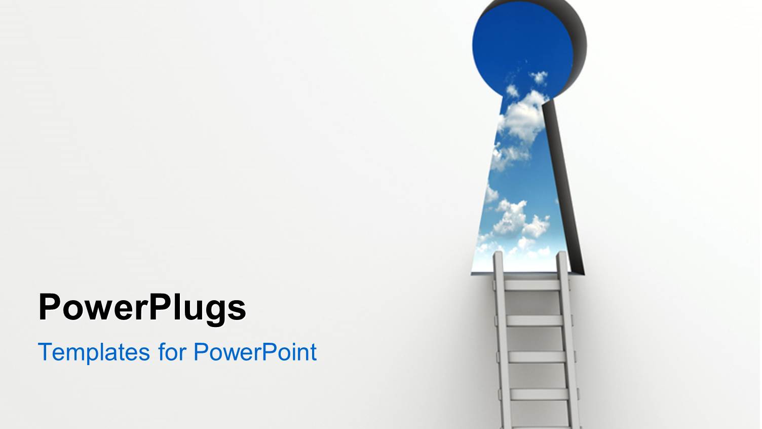 Ladder to Keyhole in White Wall Showing Blue Sky Beyond