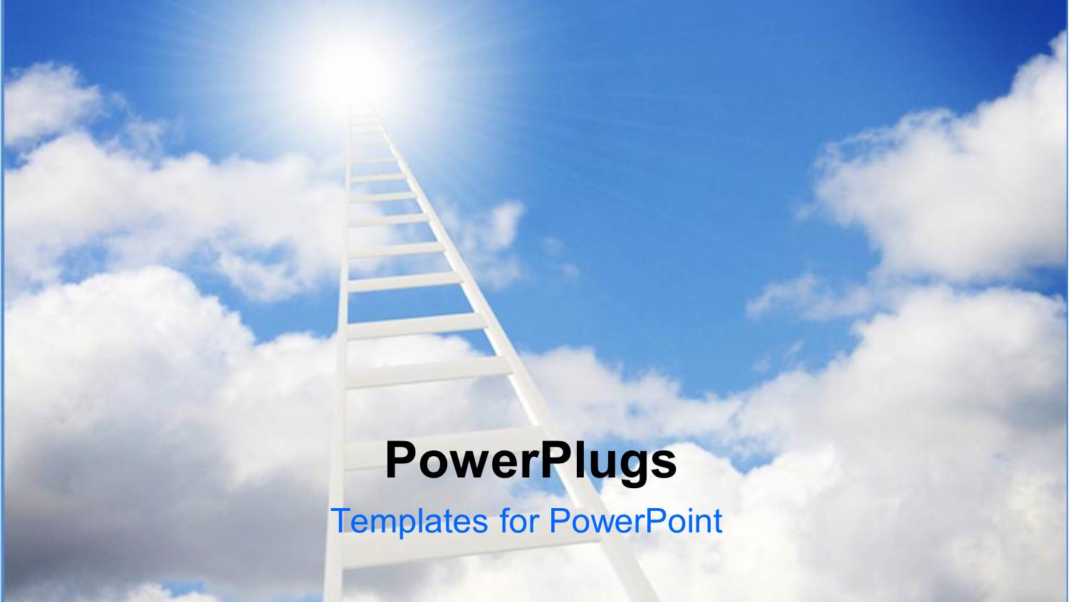 Ladder Leading to Heaven with Cloudy Blue Sky and Shinning Light