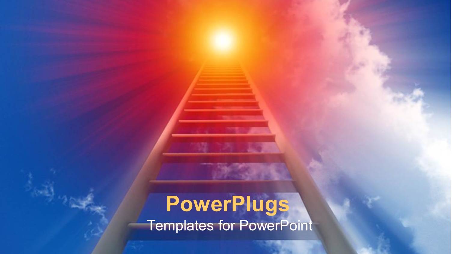 Ladder Stretching to Orange Sun, Blue Sky