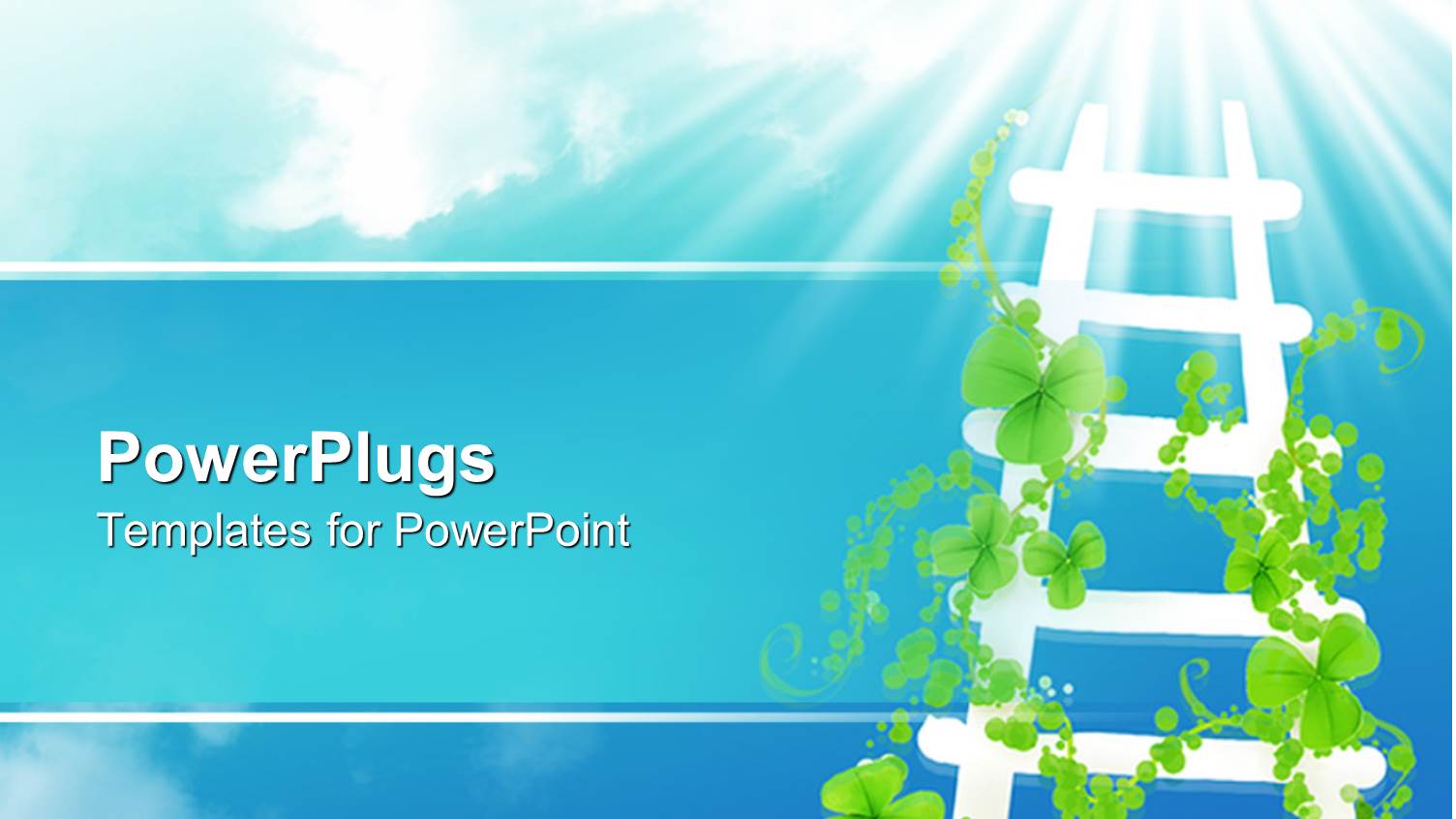 Ladder of Success with Green Luck Shamrock Clovers Growing on it, Blue Sky