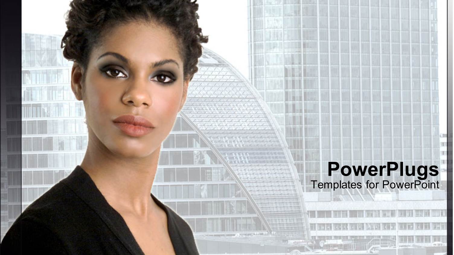 a Lady with Buildings in the Background