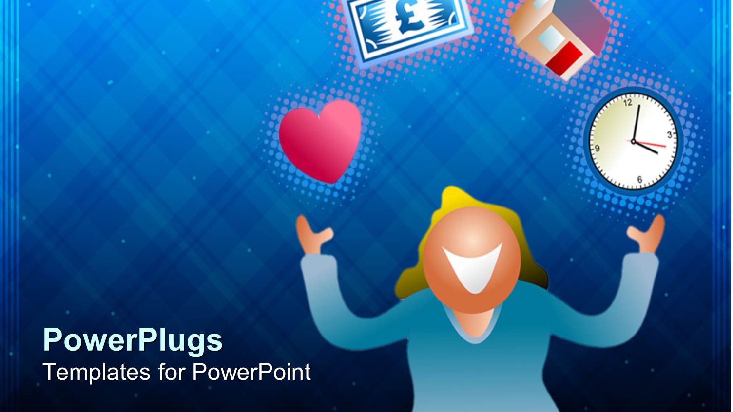 a Lady with Clock, House and a Heart