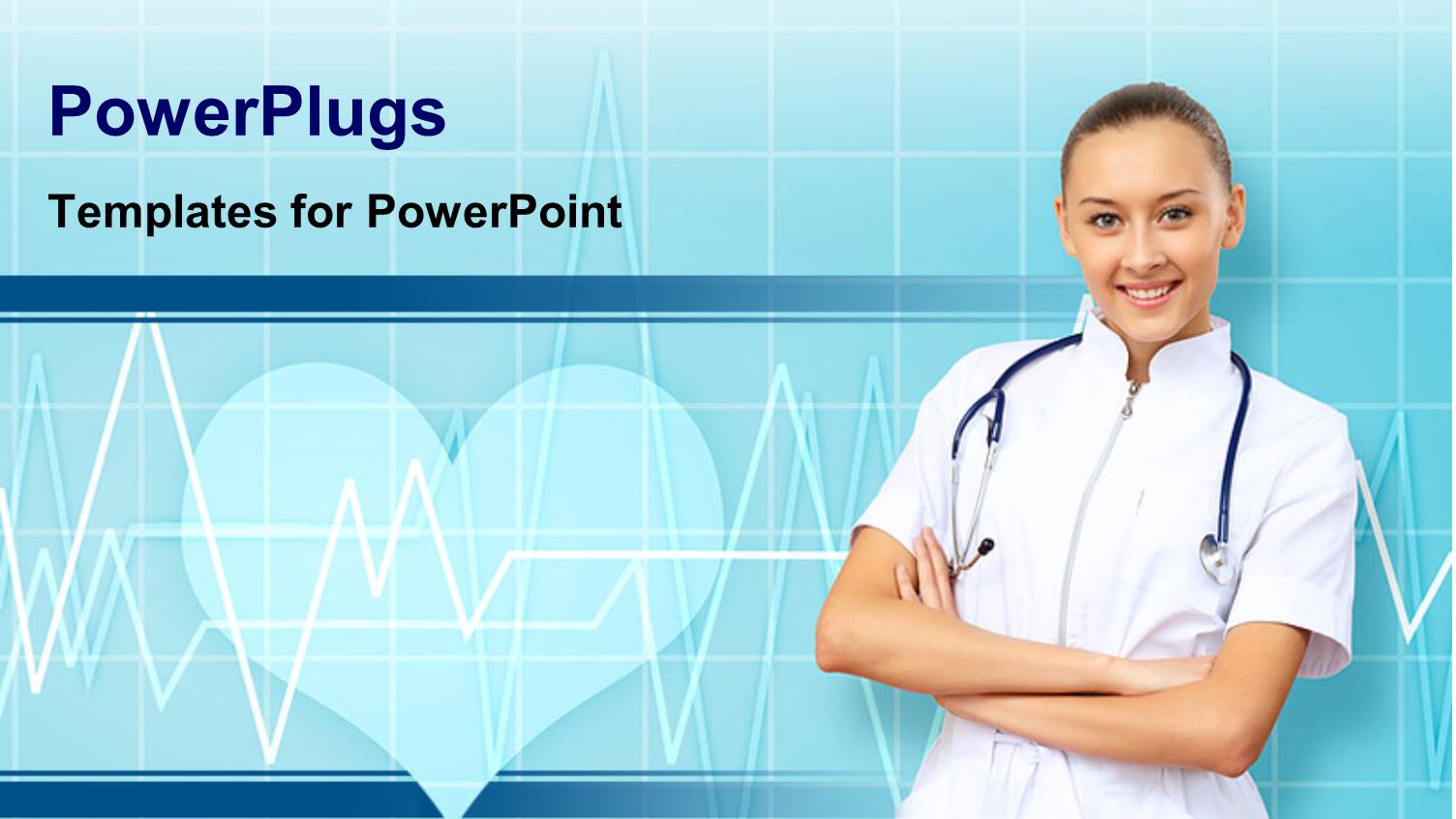 a Lady Doctor with a Heartbeat Line in the Background