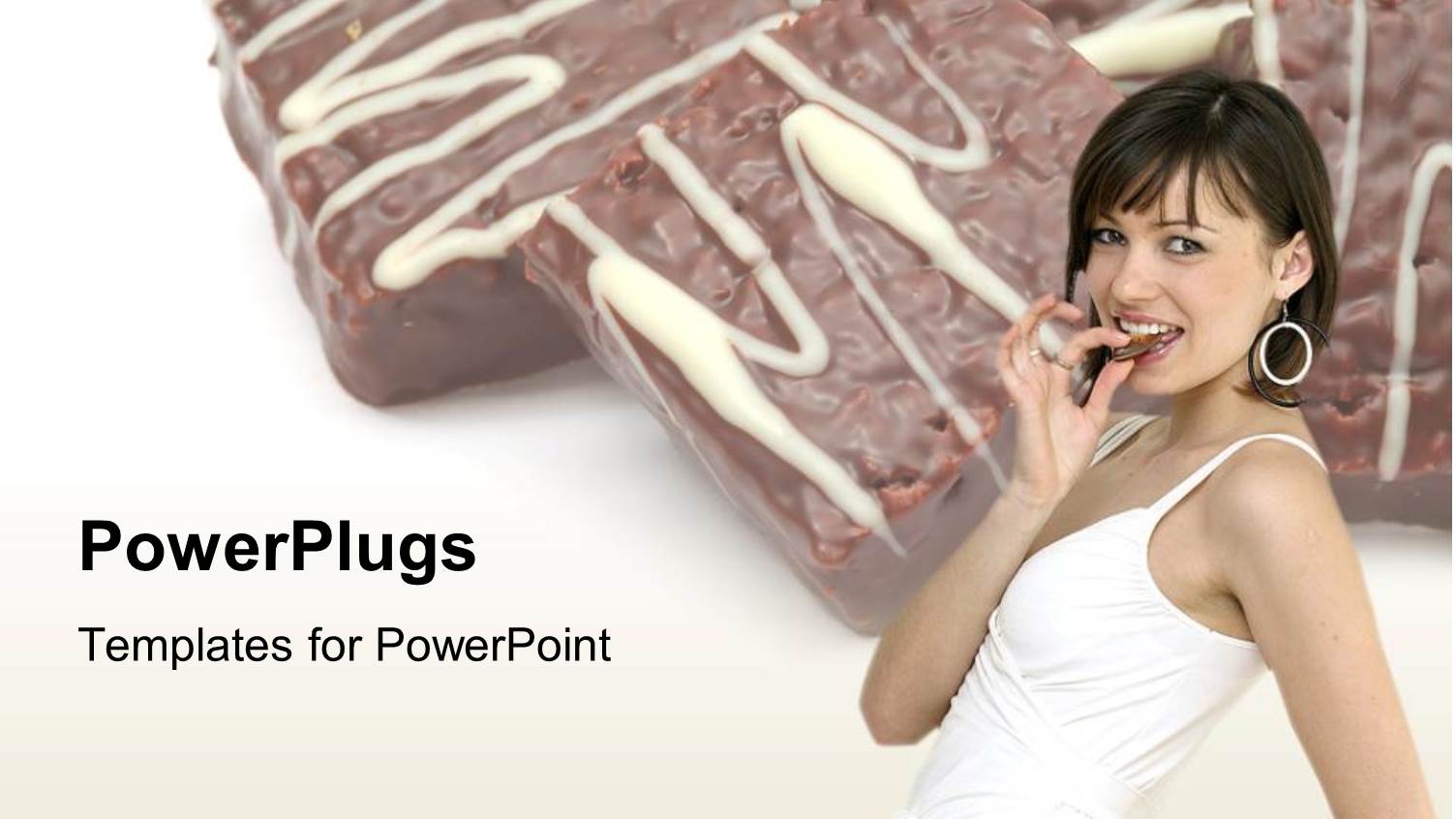 a Lady Smiling with Chocolates in the Background