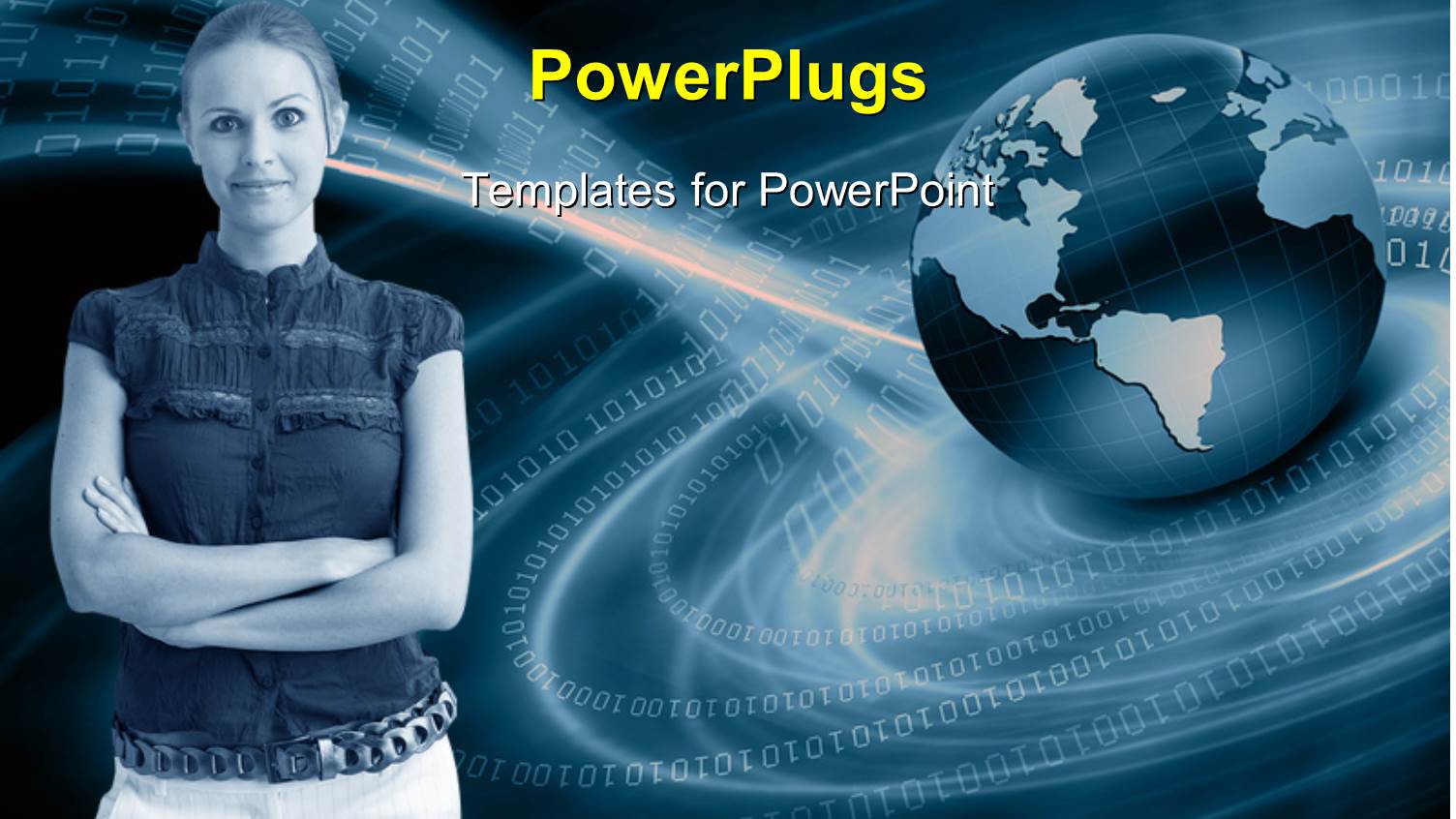 a Lady Standing with her Hands Folded and a Globe Behind her