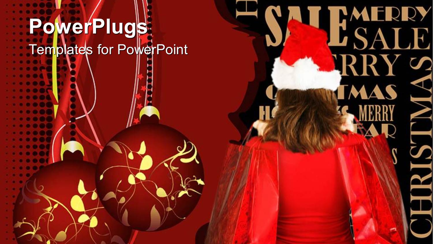 a Lady Wearing a Christmas Cap and Holding Two Gift Bags