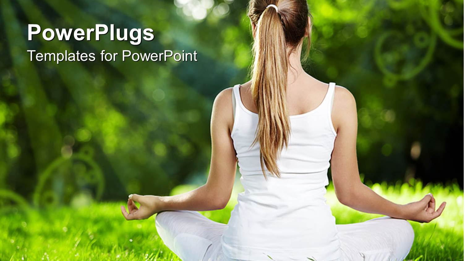 Lady in White in a  Yoga Posture on Grass