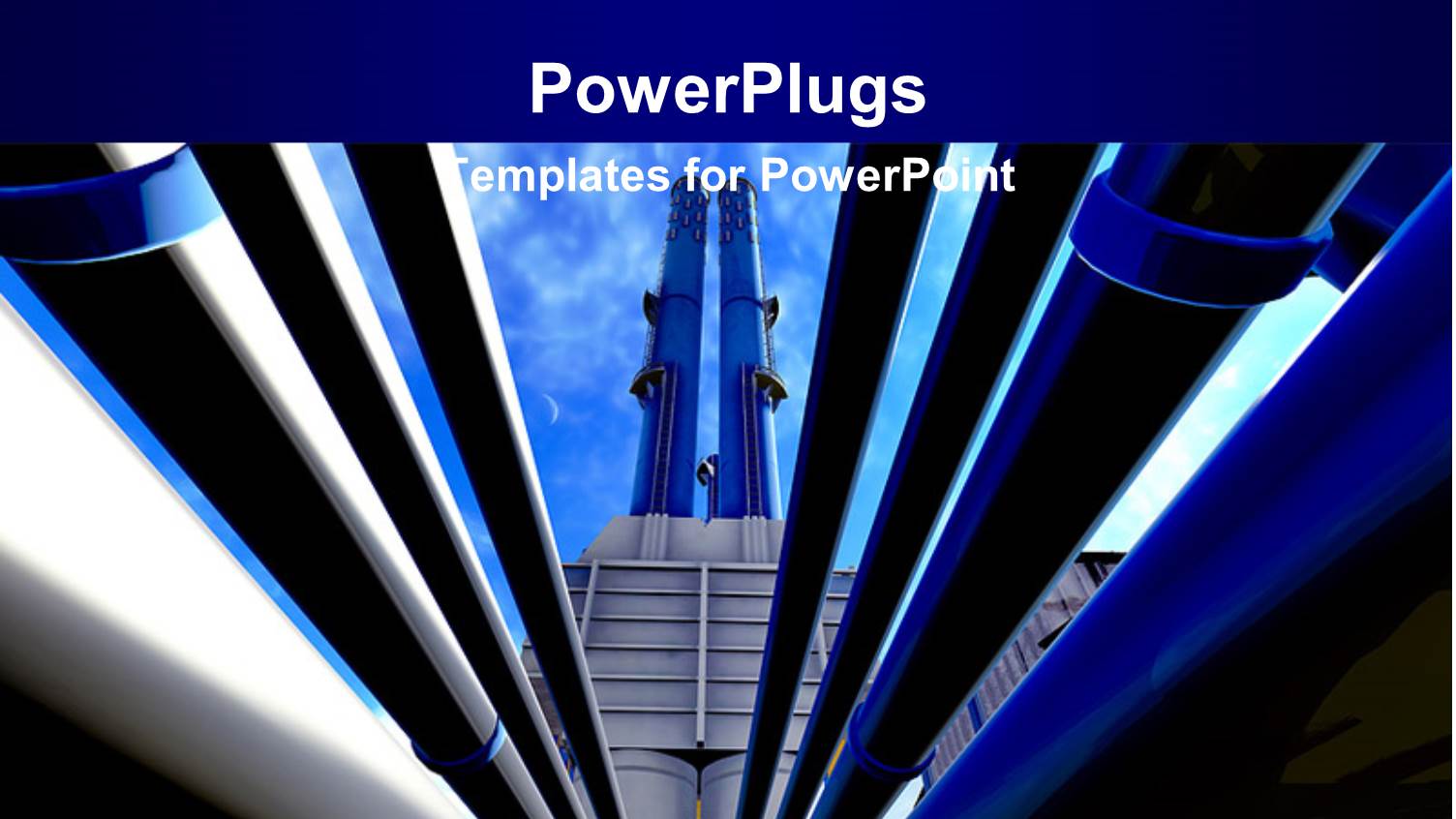 Landscape of Crude Oil Refinery with large Equipment Rising to Blue sky 