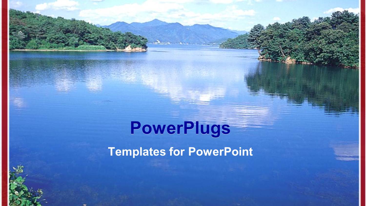 Landscape Lake View with Trees and Mountain in Background