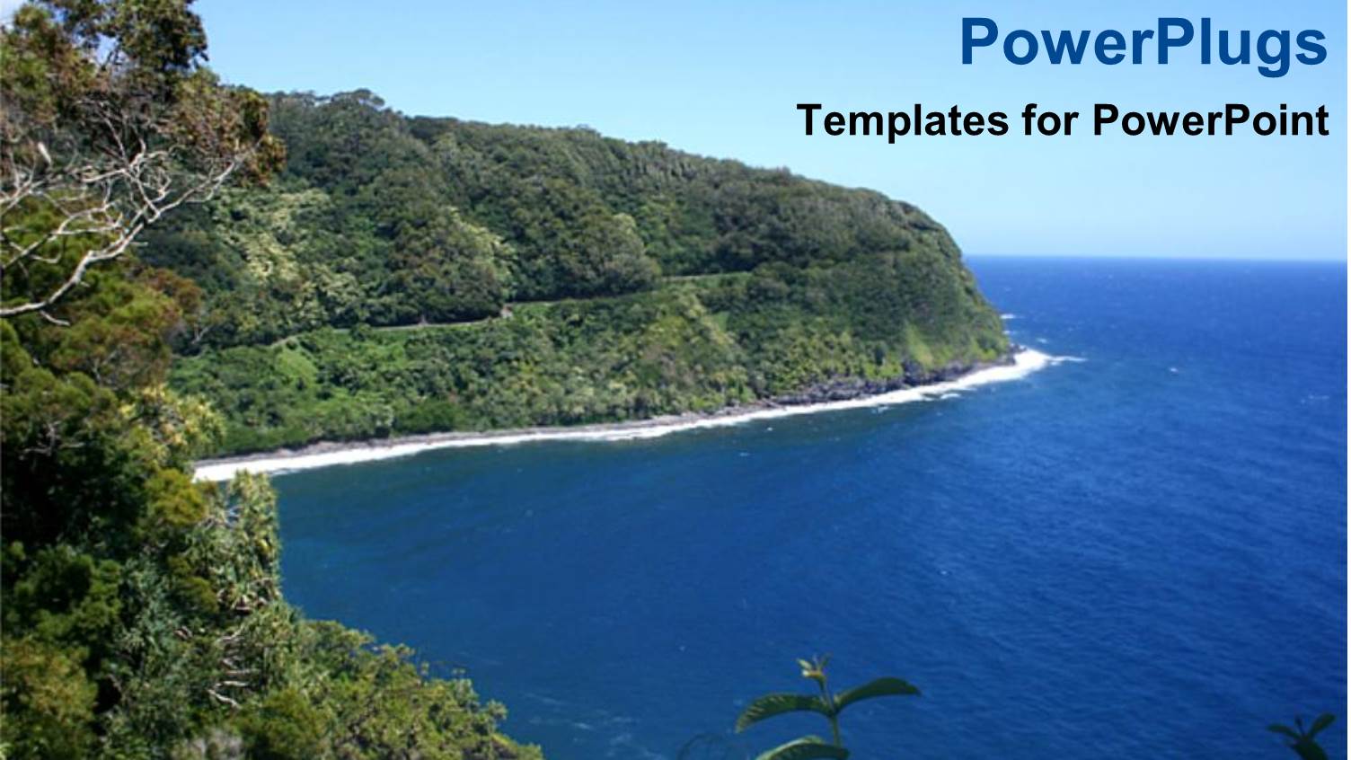 Landscape of Maui Hawaiian Island with Ocean, Hills and Trees, Travel