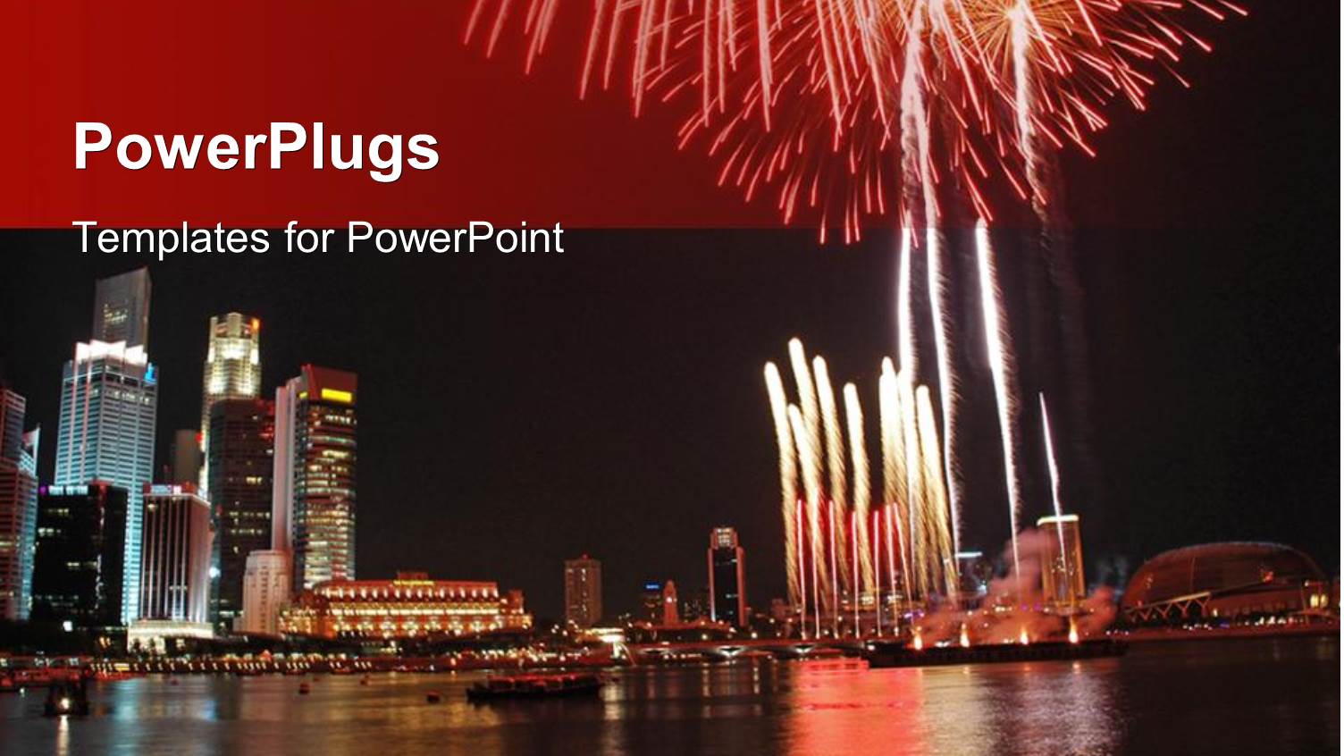 a Landscape View of a City with Fireworks and the Sea