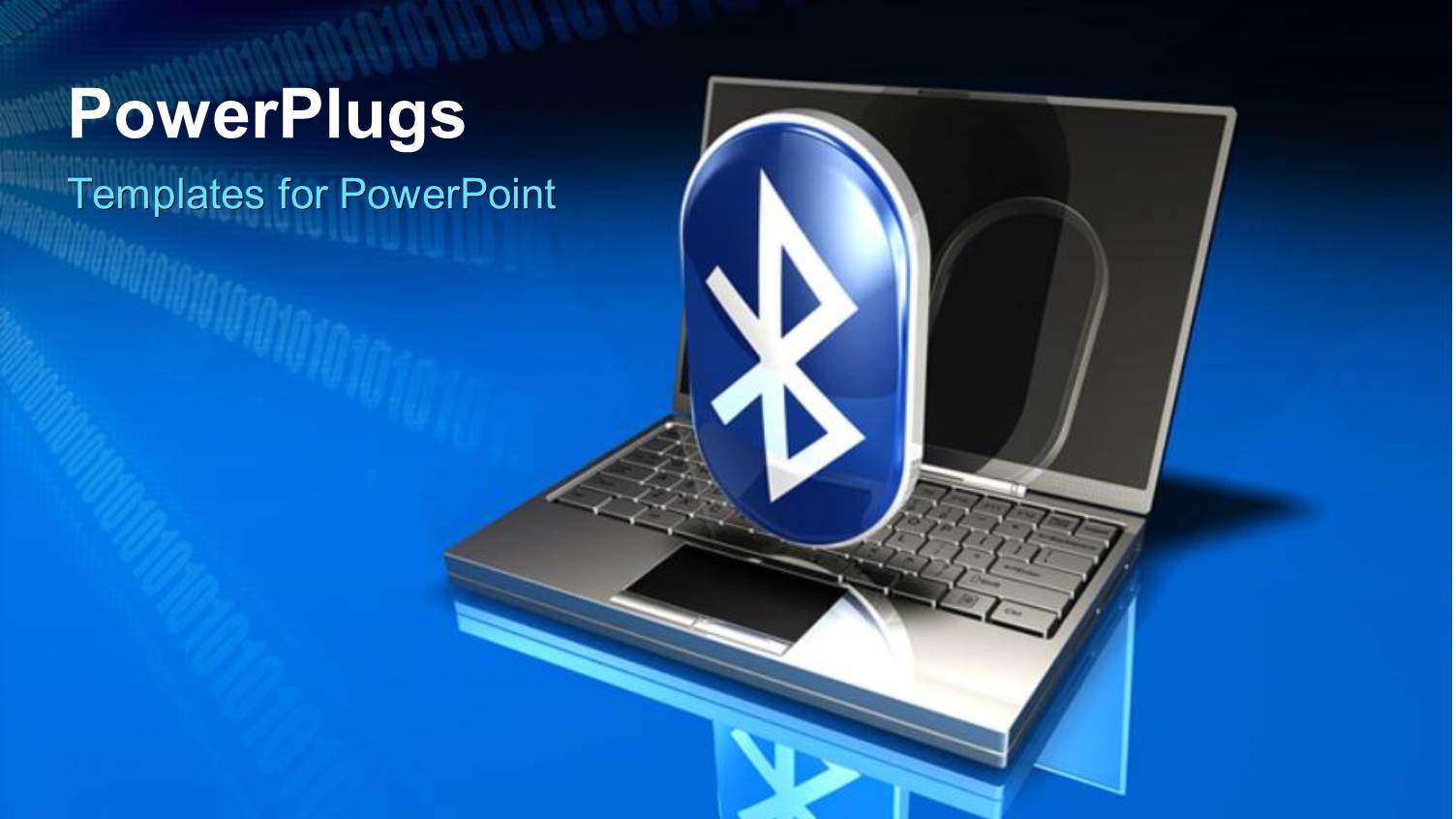 a Laptop with a Bluetooth Sign and Bluish Background