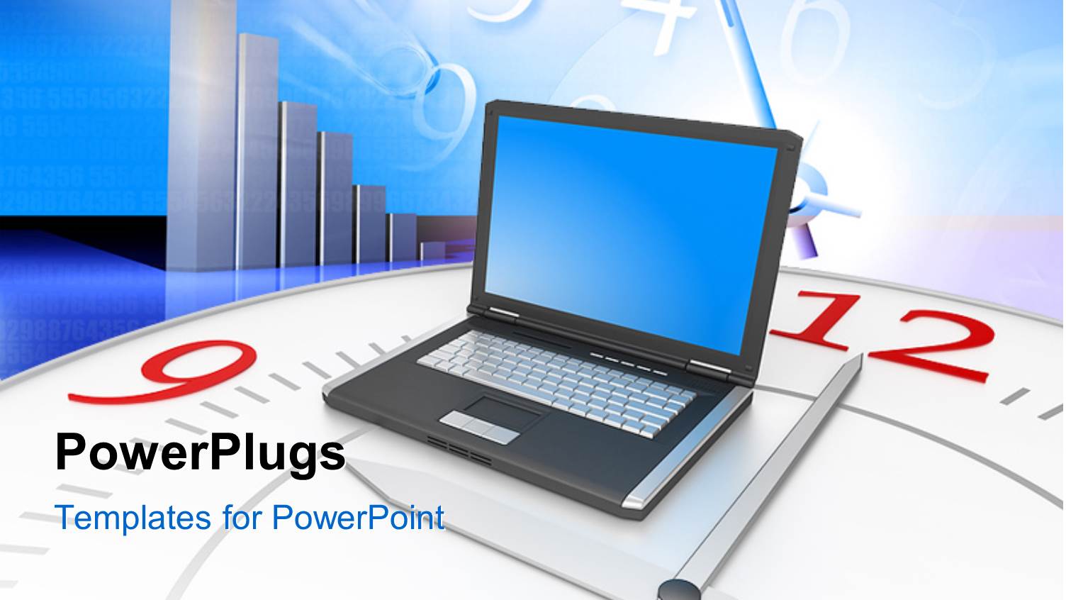 a Laptop with a Clock in the Background and Place for Text