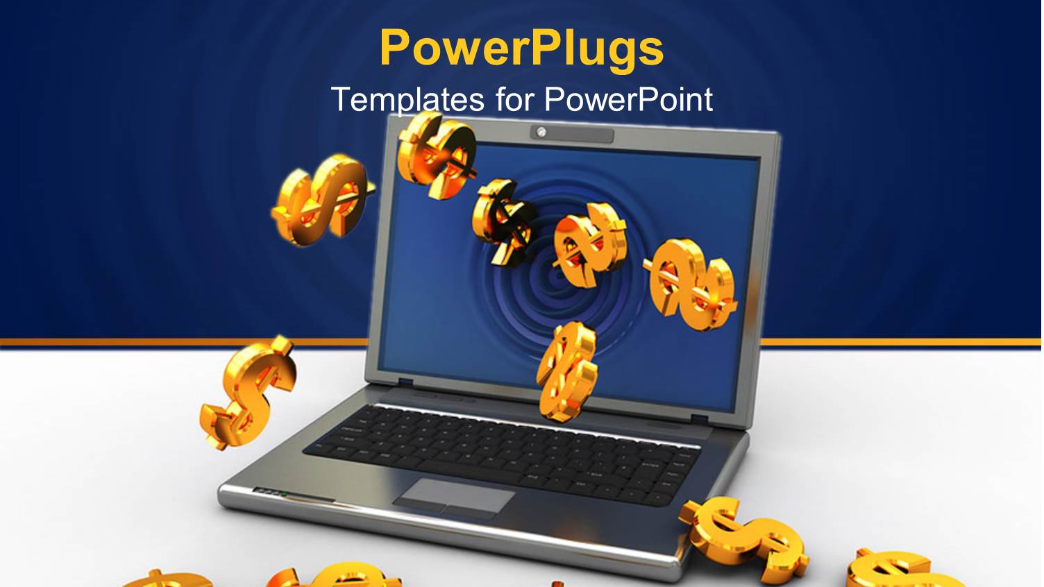 a Laptop with Dollar Signs and Bluish Background