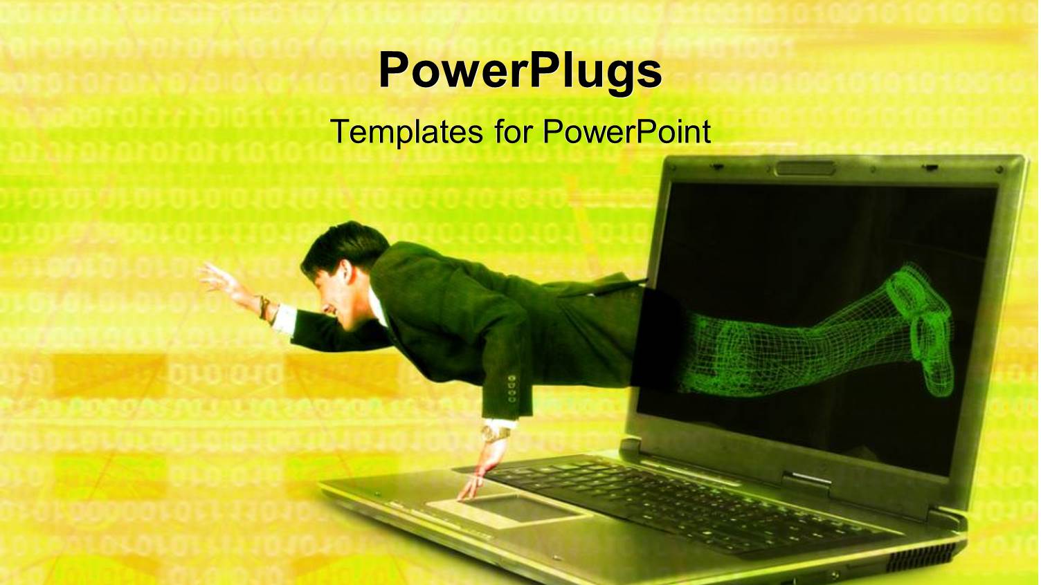 a Laptop with a Person and Binary Numbers in the Background