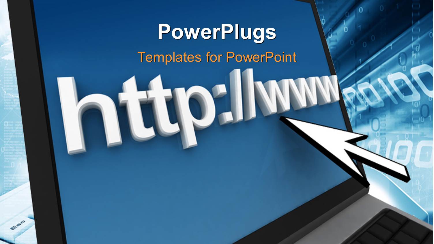 a Laptop Screen with a Bluish Background and Place for Text