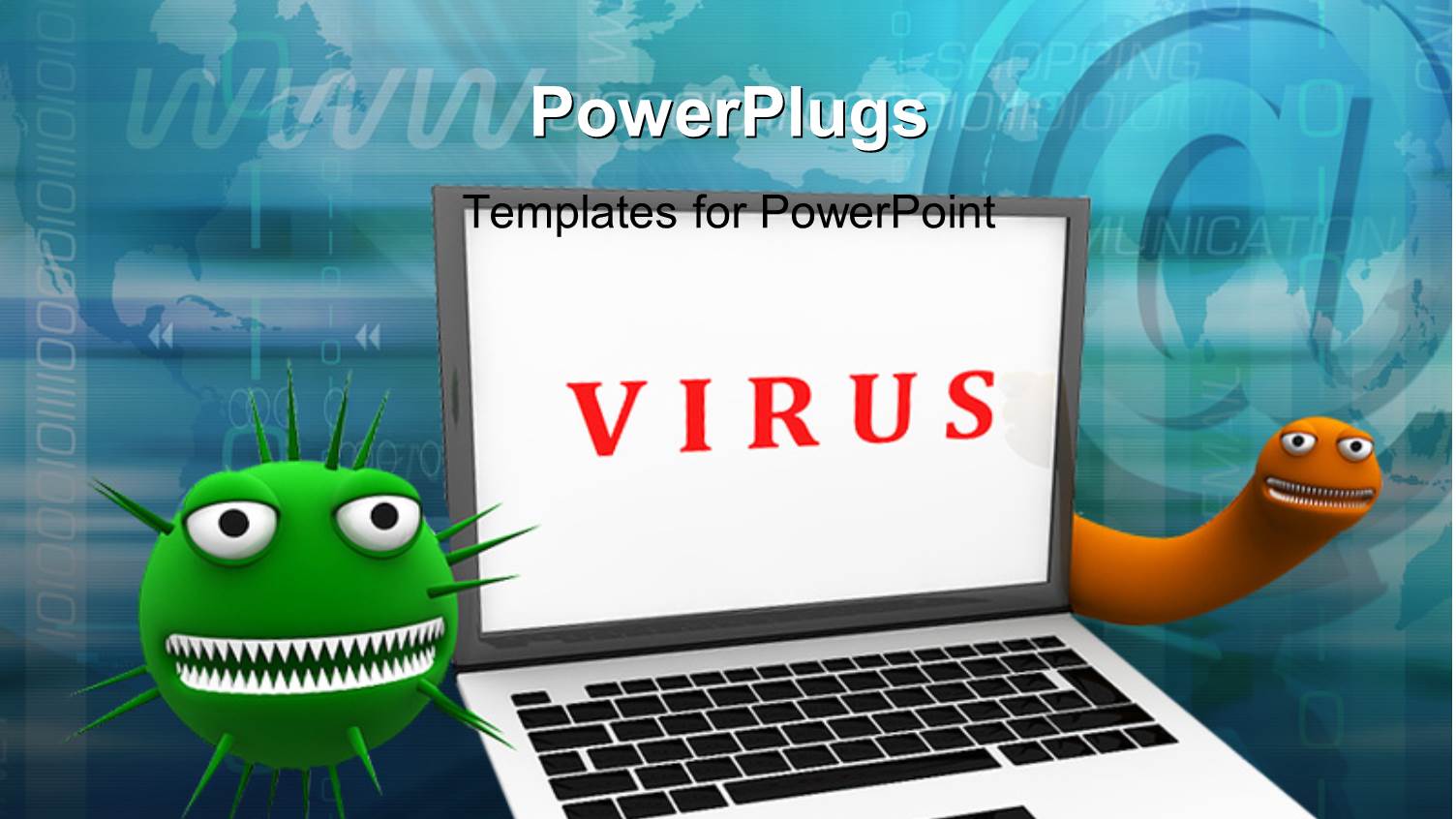 Laptop with Viruses Around on a Web Background