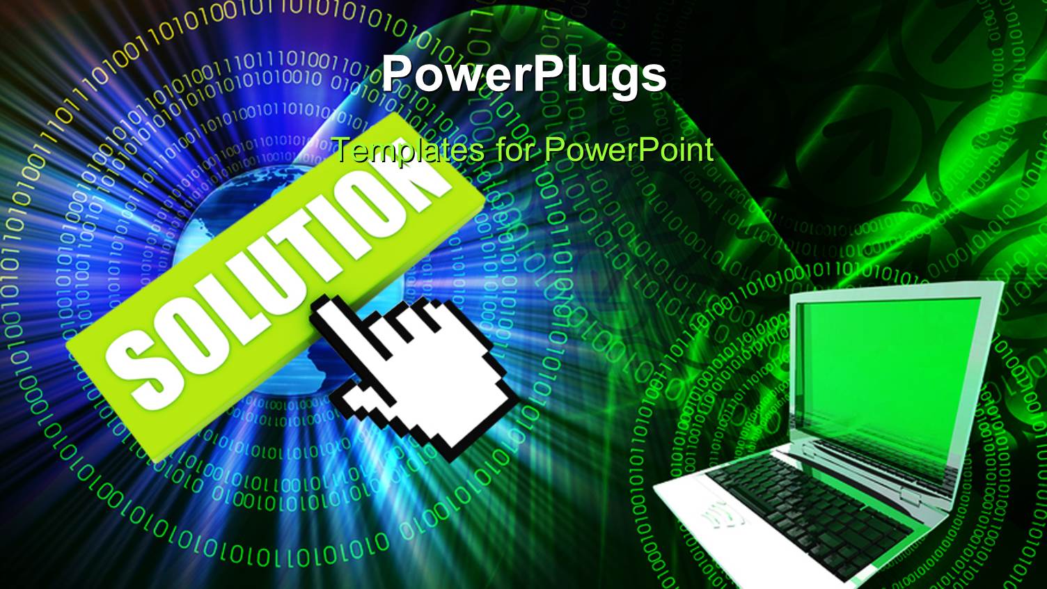 a Laptop with the Word Solution in the Background