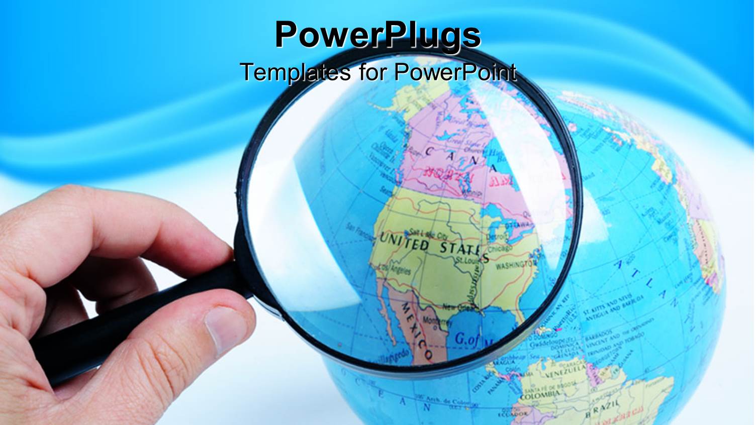 a large Black Colored Magnifying Glass Over a Globe