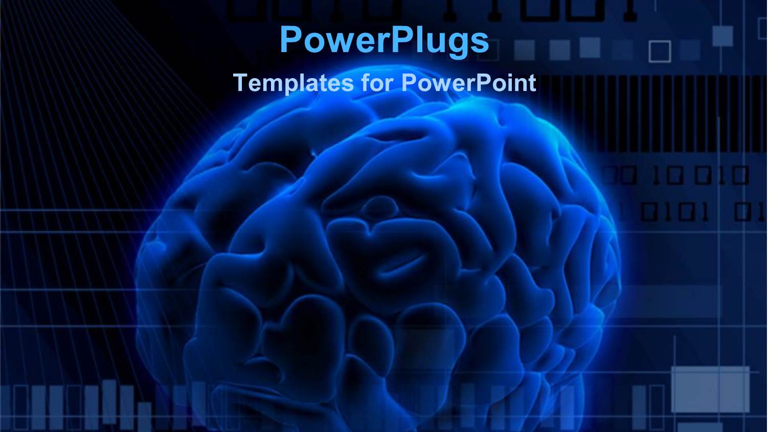 a large Blue Colored 3d Human Brain and some Binary