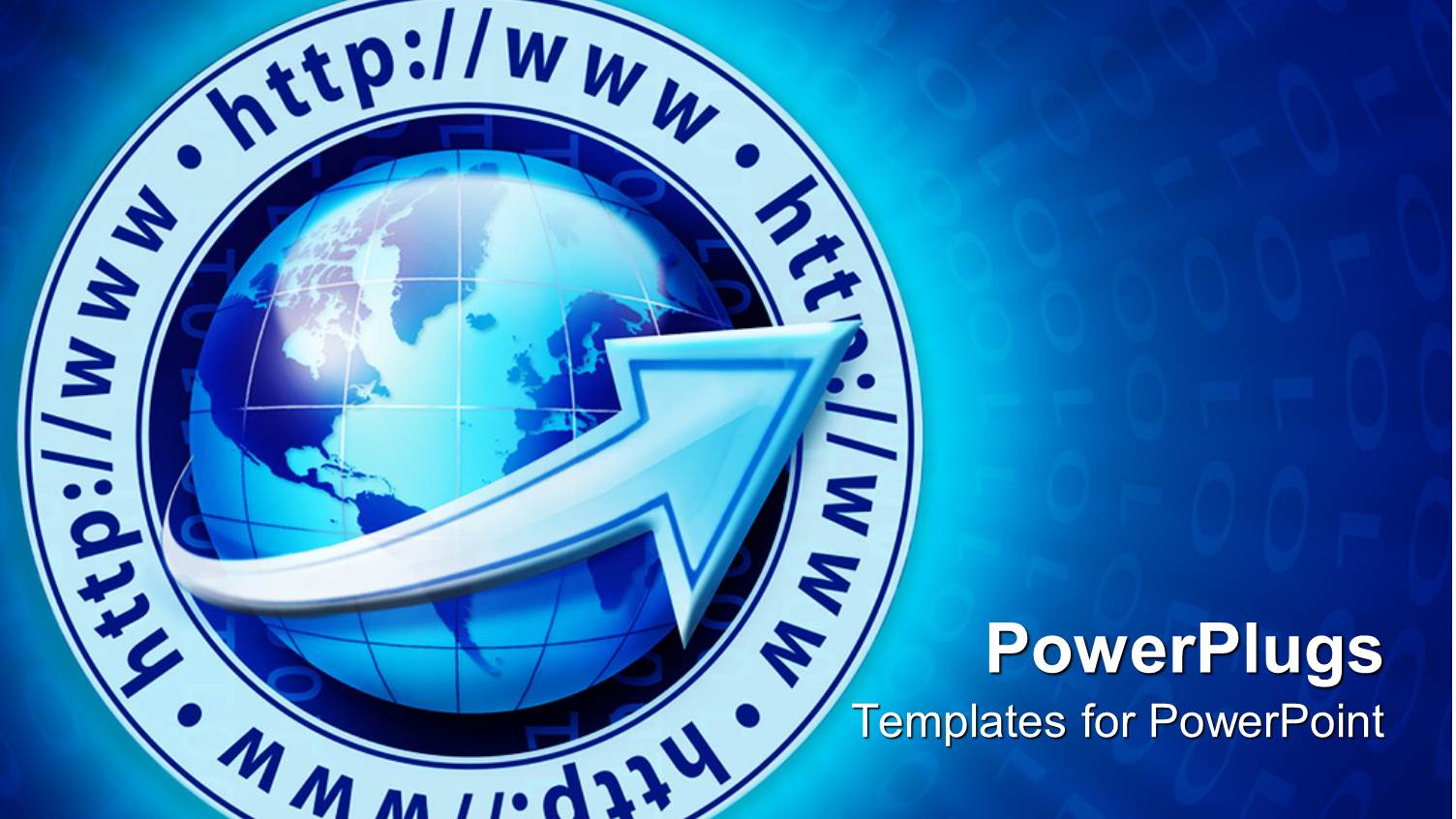 a large Blue Globe with a Swirling Arrow and some Text