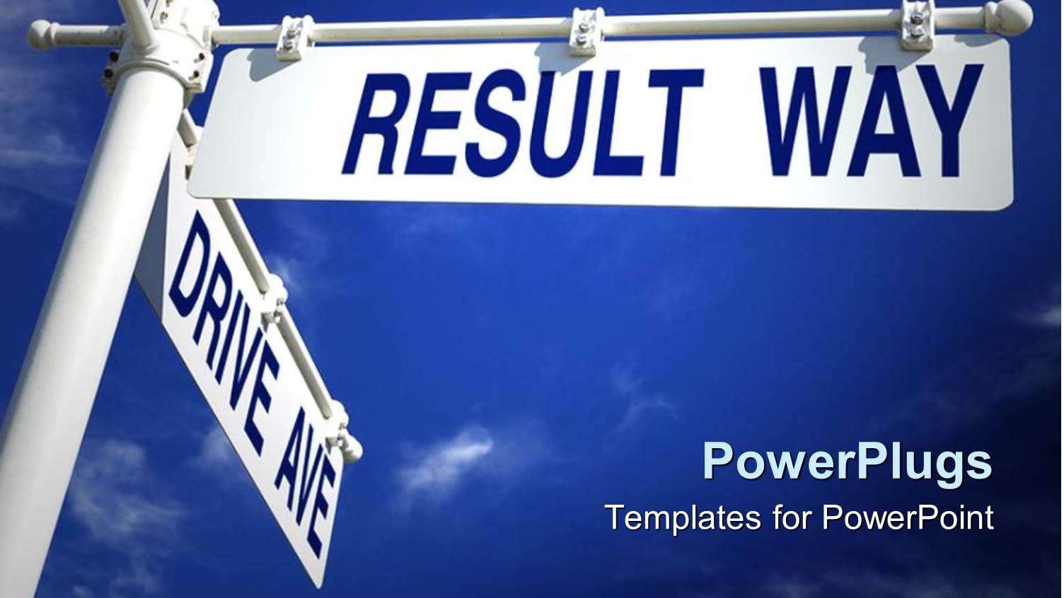 large Blue and White Road Sign with Blue Sky