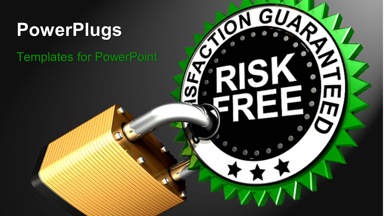 large Brass Padlock Attached to Satisfaction Guaranteed Label with Dark Grey Color