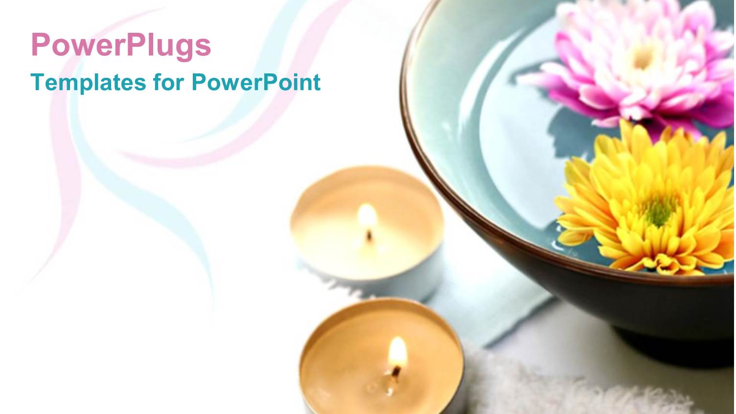 large Brown Bowl with Pink and White Flowers and Candles