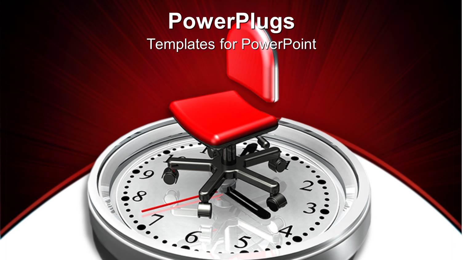 large Clock with a Red Office Chair on a White Background