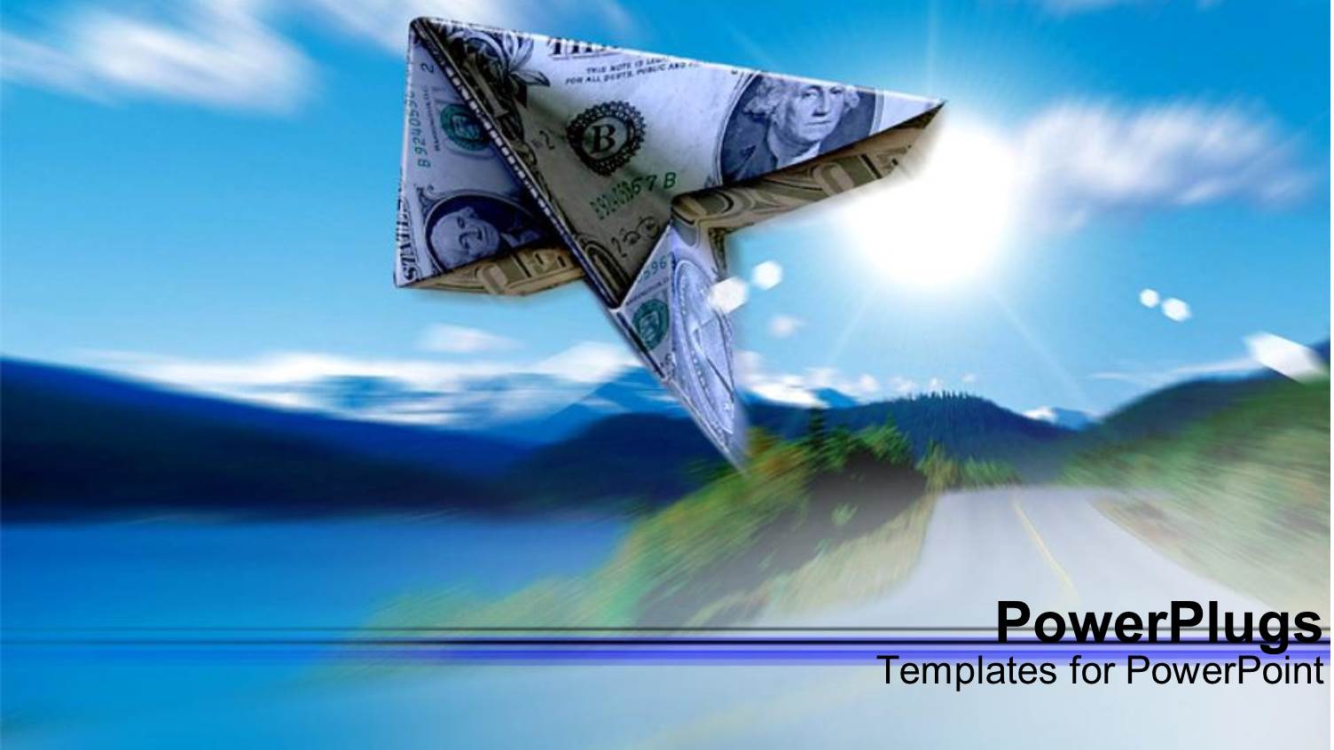 large Dollar Bill Lane Flying with a Clear Sky Background