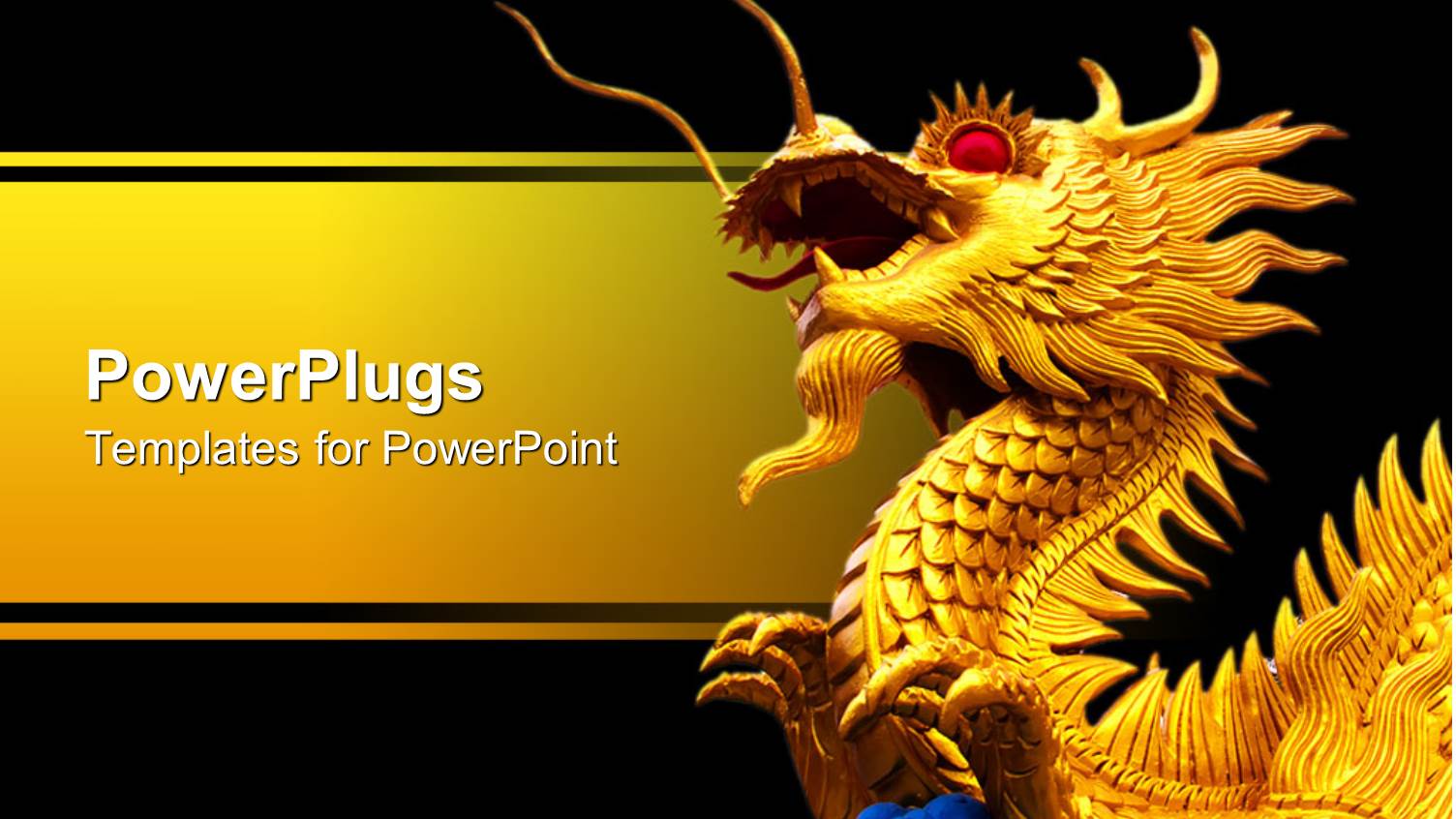 a large Gold Colored 3D Dragon with Red Eyes