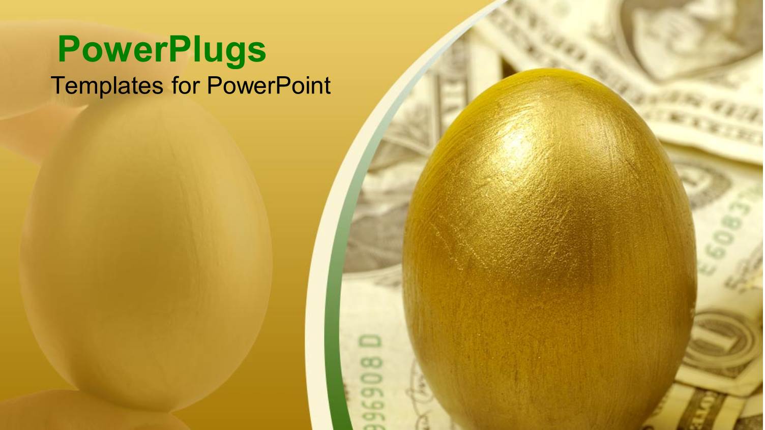 large Gold Colored Egg on a Dollar Bill Plate