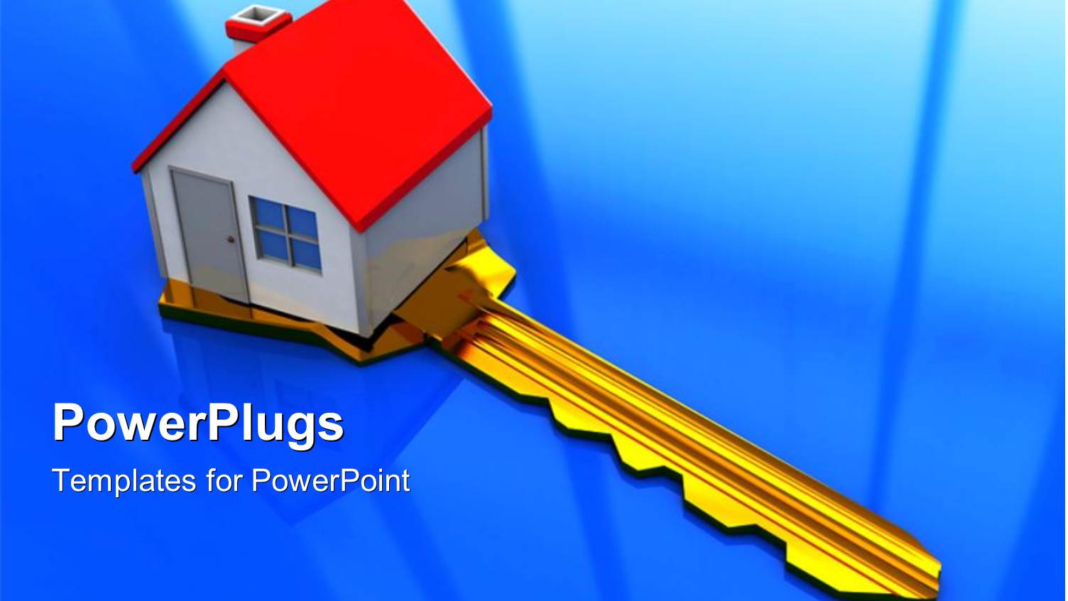 a large Gold Colored Key Under a small House