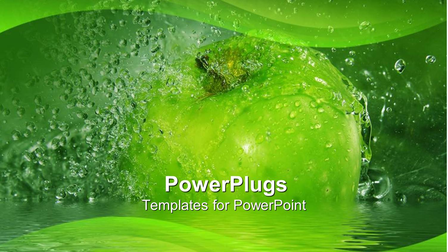 large Green Apple with Water Drops all Around it